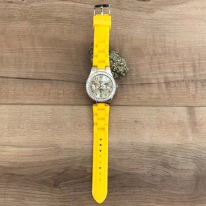 Figaro Yellow Silicone and Silver Watch!!